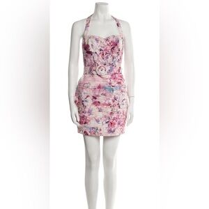 HEMANT & NANDITA Floral Ruched Halter Dress with Belt size XS